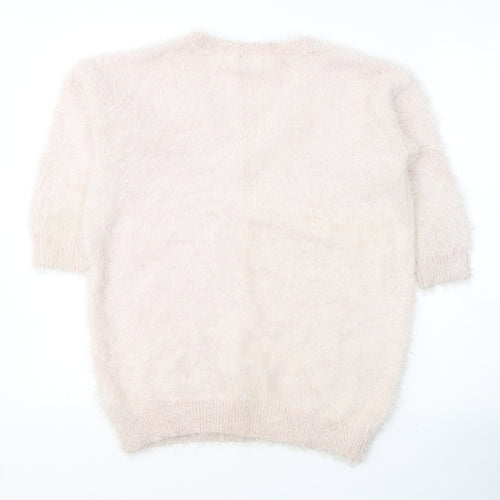 Preworn Womens Pink V-Neck  Nylon Pullover Jumper Size S