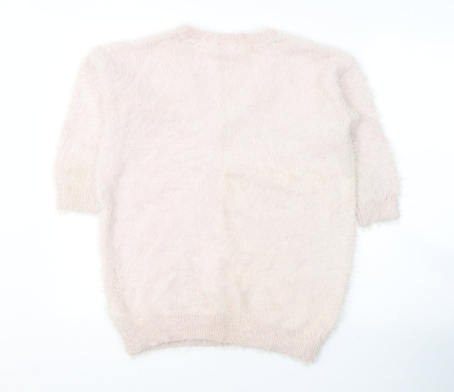 Preworn Womens Pink V-Neck  Nylon Pullover Jumper Size S