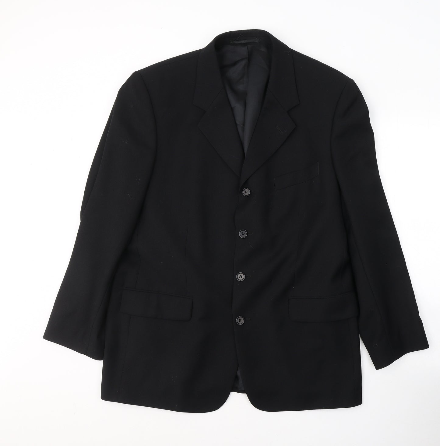 TOM ENGLISH Mens Black  Wool Jacket Suit Jacket Size L