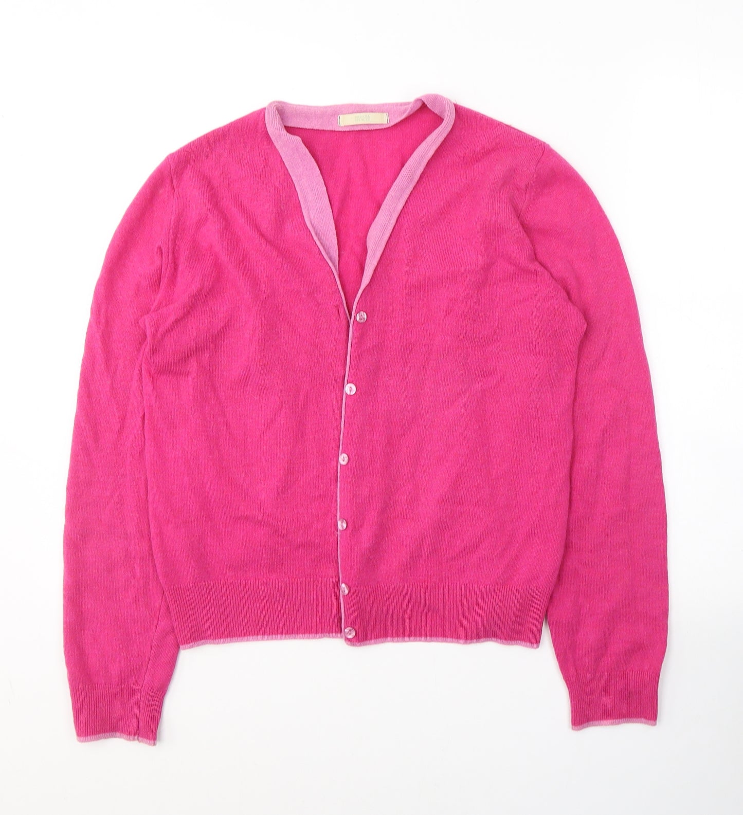 Marks and Spencer Womens Pink V-Neck  Wool Cardigan Jumper Size 16