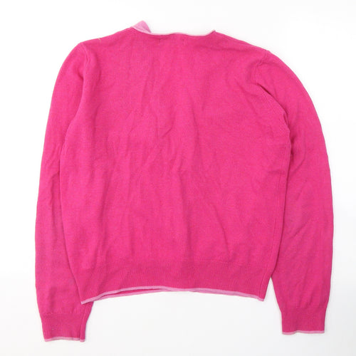 Marks and Spencer Womens Pink V-Neck  Wool Cardigan Jumper Size 16