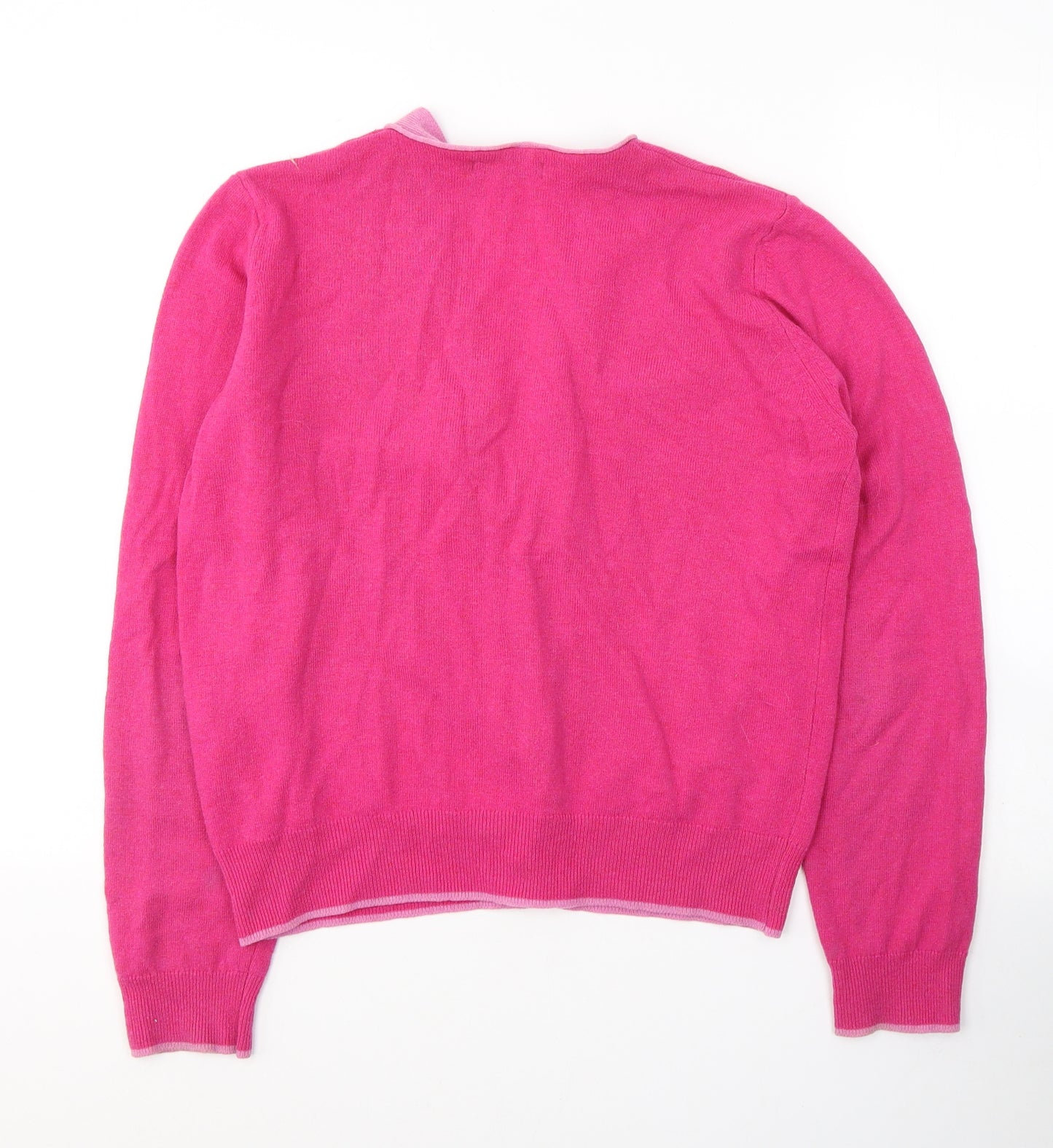 Marks and Spencer Womens Pink V-Neck  Wool Cardigan Jumper Size 16