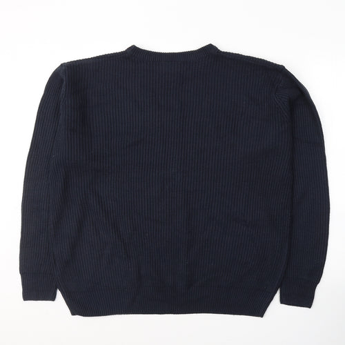 Authentic Mens Blue Round Neck  Acrylic Pullover Jumper Size M