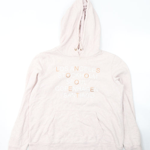 H&M Womens Pink  Cotton Pullover Hoodie Size L  Pullover