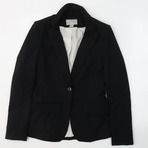 H&M Womens Black  Polyester Jacket Suit Jacket Size 10