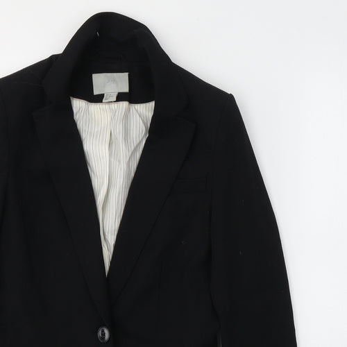 H&M Womens Black  Polyester Jacket Suit Jacket Size 10