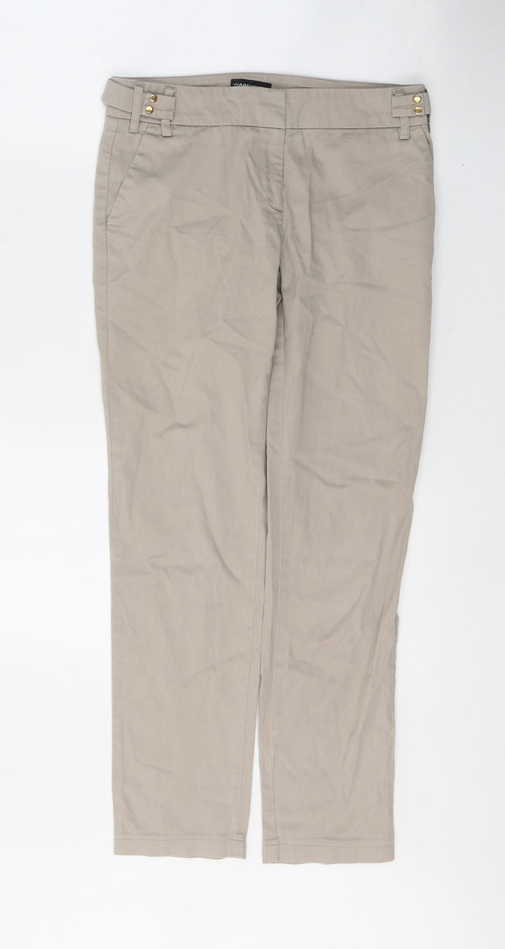Warehouse Womens Beige Cotton Skinny Jeans Size 8 L26 in Regular Buckle