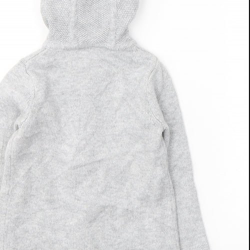 The Little White Company Girls Grey  Cotton Cardigan Jumper Size 12-18 Months  Button