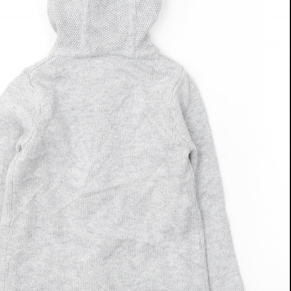 The Little White Company Girls Grey  Cotton Cardigan Jumper Size 12-18 Months  Button