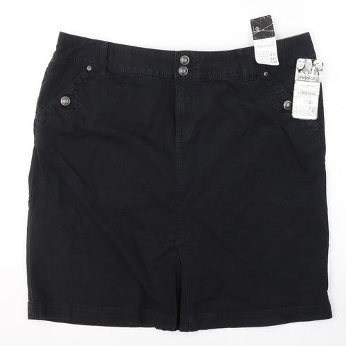 Yessica Womens Black  Cotton Cargo Skirt Size 20   Button