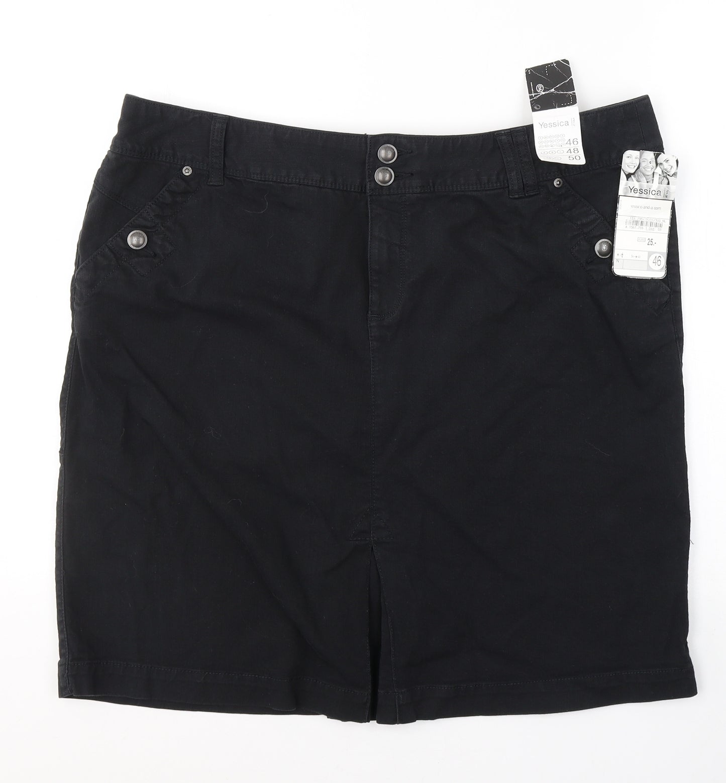 Yessica Womens Black  Cotton Cargo Skirt Size 20   Button