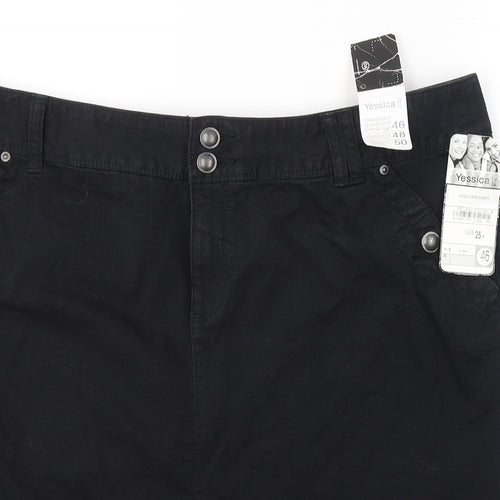 Yessica Womens Black  Cotton Cargo Skirt Size 20   Button