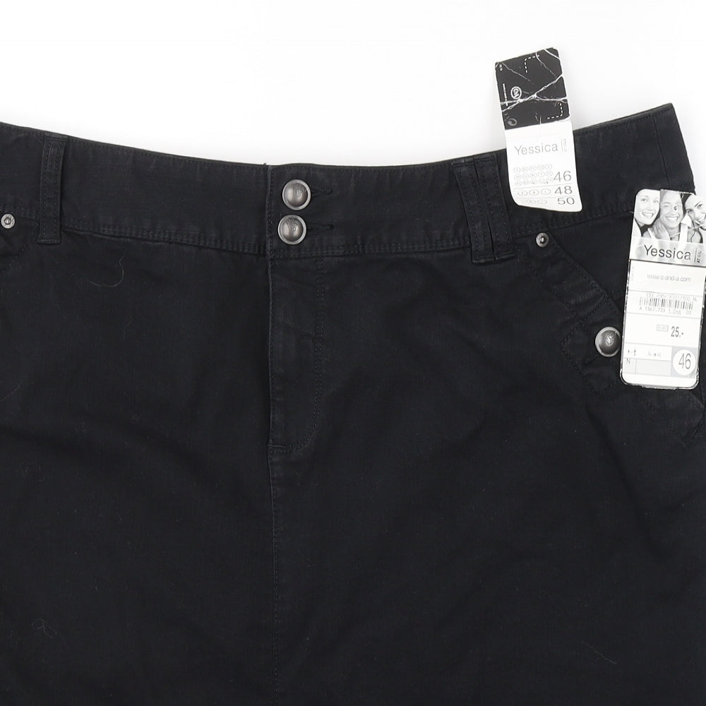 Yessica Womens Black  Cotton Cargo Skirt Size 20   Button