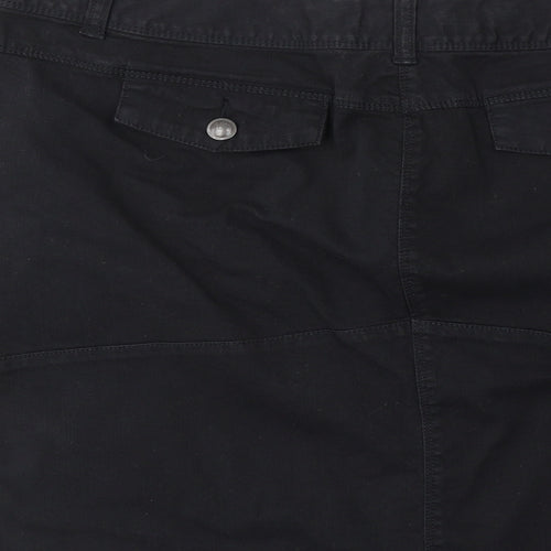 Yessica Womens Black  Cotton Cargo Skirt Size 20   Button