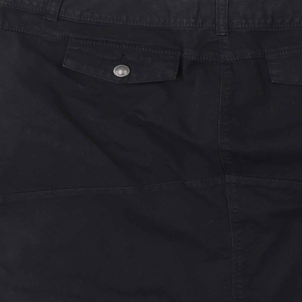 Yessica Womens Black  Cotton Cargo Skirt Size 20   Button