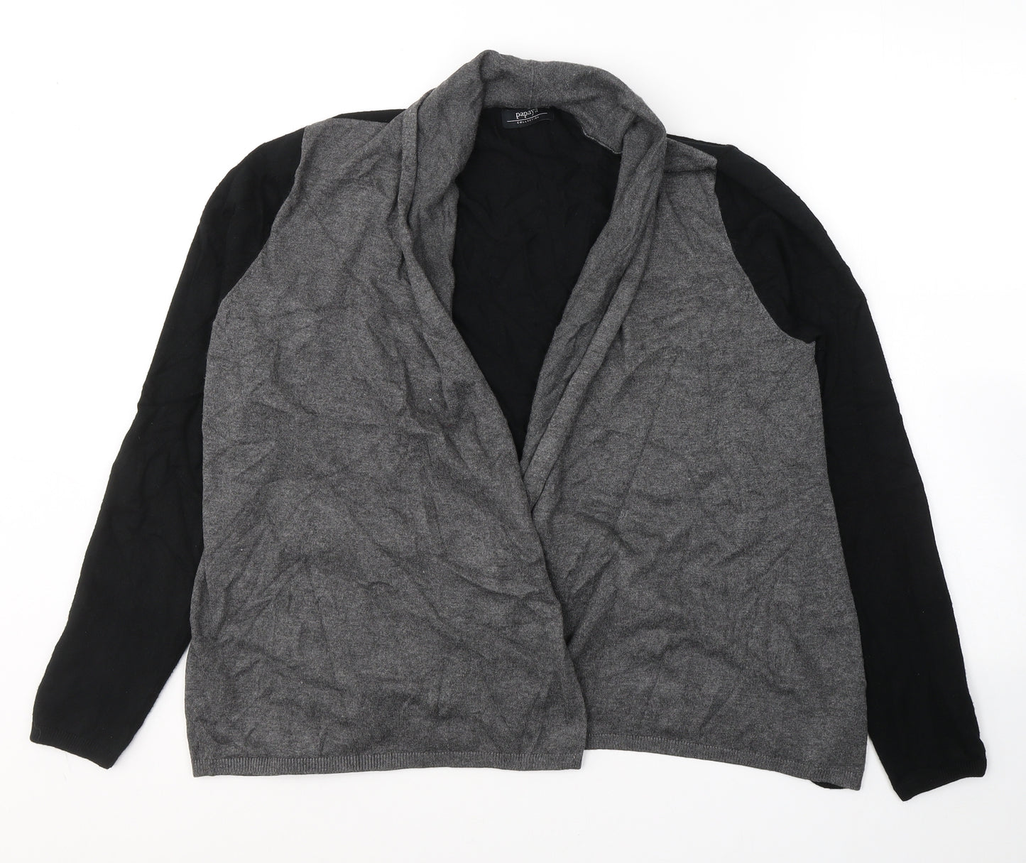 Papaya Womens Grey V-Neck  Viscose Cardigan Jumper Size 16