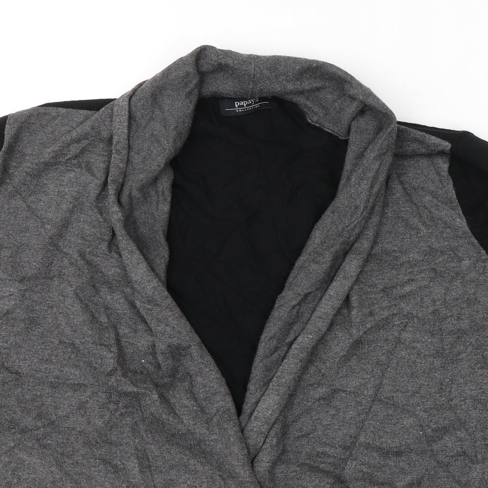 Papaya Womens Grey V-Neck  Viscose Cardigan Jumper Size 16