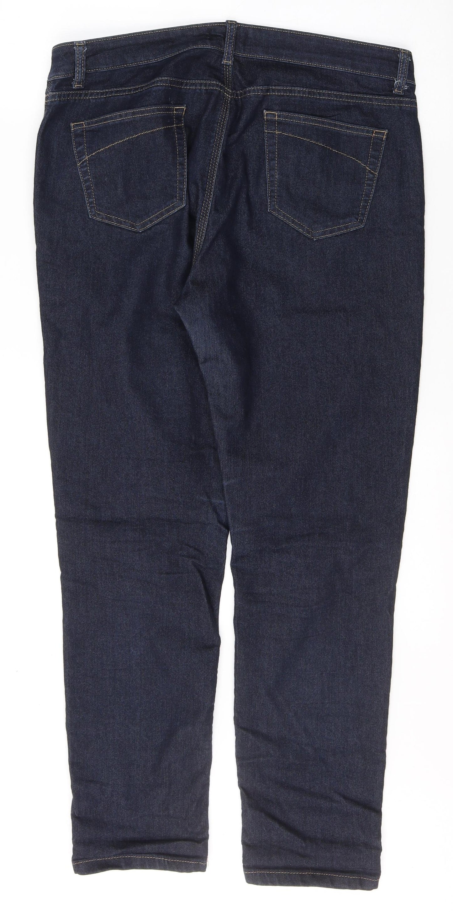 Wallis Womens Blue  Cotton Straight Jeans Size 14 L28 in Regular Button