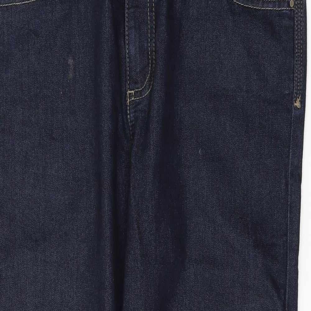 Wallis Womens Blue  Cotton Straight Jeans Size 14 L28 in Regular Button