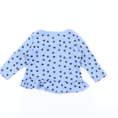 Primark Baby Blue Polka Dot Cotton Pullover T-Shirt Size 3-6 Months Crew Neck