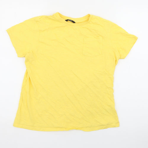 George Boys Yellow  Cotton Pullover T-Shirt Size 13-14 Years Crew Neck