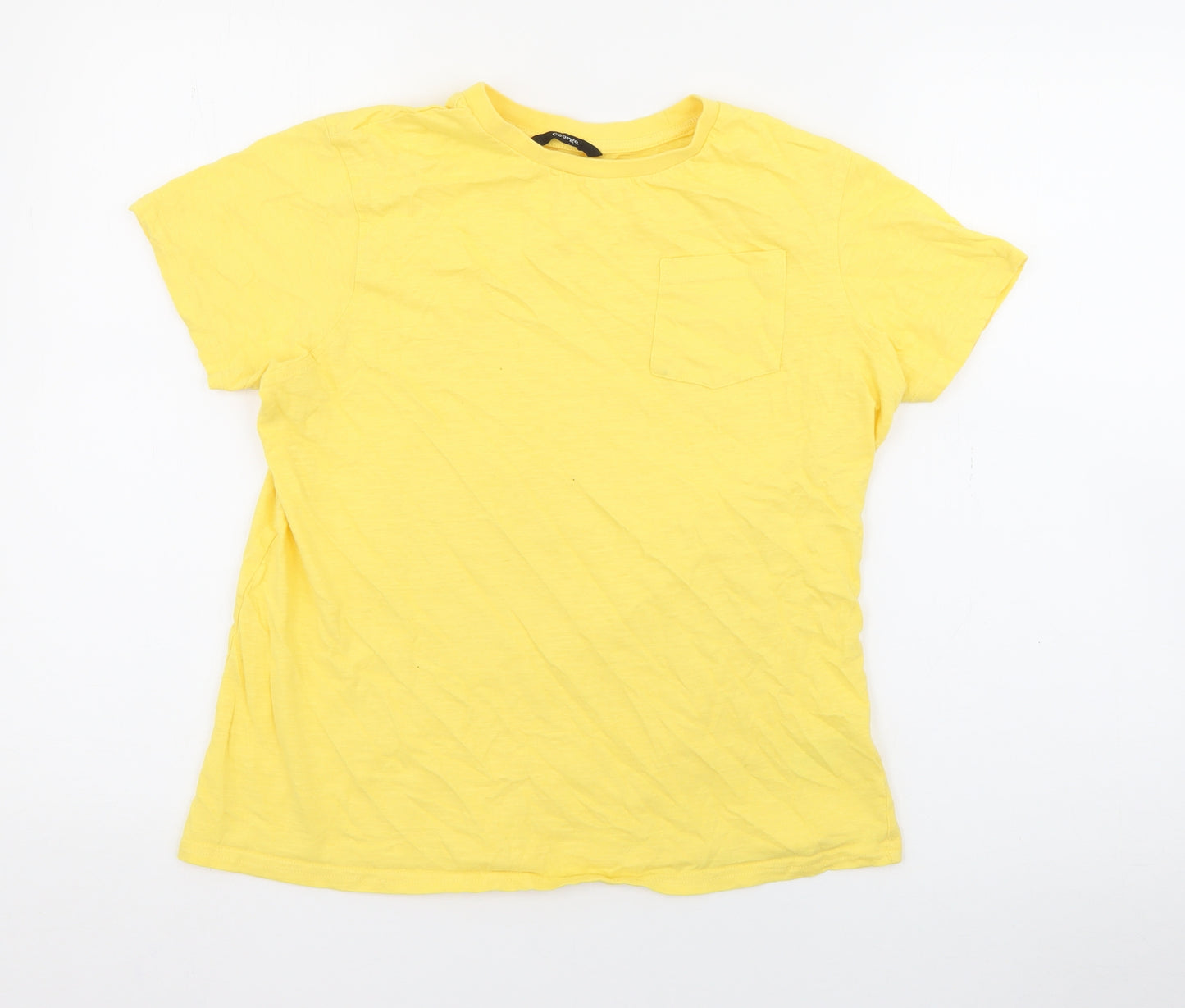 George Boys Yellow  Cotton Pullover T-Shirt Size 13-14 Years Crew Neck