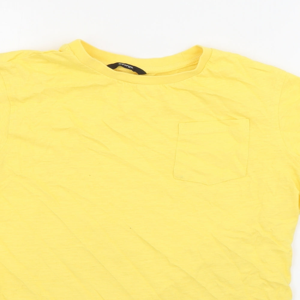 George Boys Yellow  Cotton Pullover T-Shirt Size 13-14 Years Crew Neck