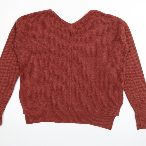 If it were me Womens Red V-Neck  Cotton Pullover Jumper Size L