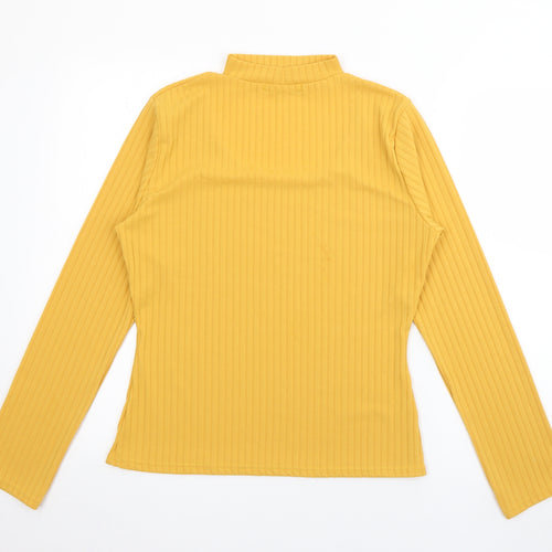 Quiz Womens Yellow Crew Neck  Polyester Pullover Jumper Size 14