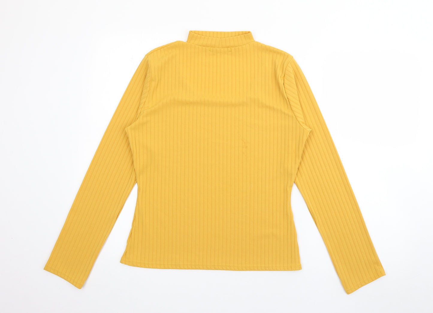 Quiz Womens Yellow Crew Neck  Polyester Pullover Jumper Size 14