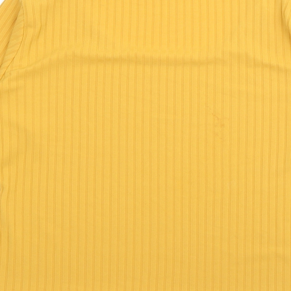 Quiz Womens Yellow Crew Neck  Polyester Pullover Jumper Size 14