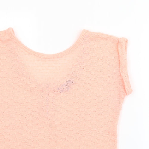New Look Womens Pink  Polyester Basic T-Shirt Size 8 Round Neck