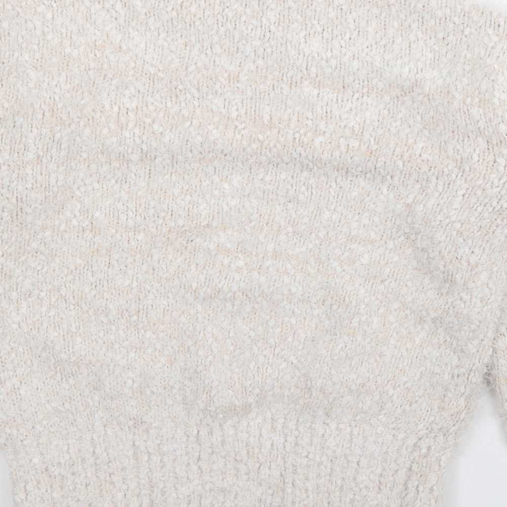 Papaya Womens Ivory High Neck  Polyester Pullover Jumper Size S