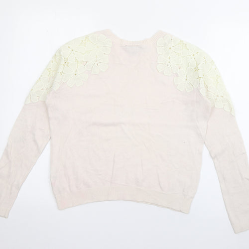 Topshop Womens Pink Crew Neck  Nylon Pullover Jumper Size 10