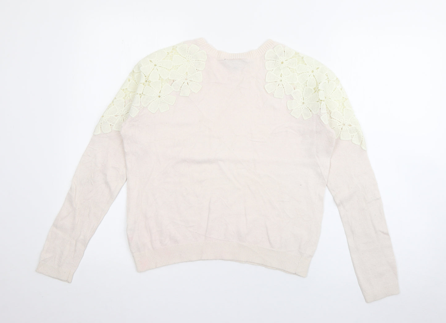 Topshop Womens Pink Crew Neck  Nylon Pullover Jumper Size 10