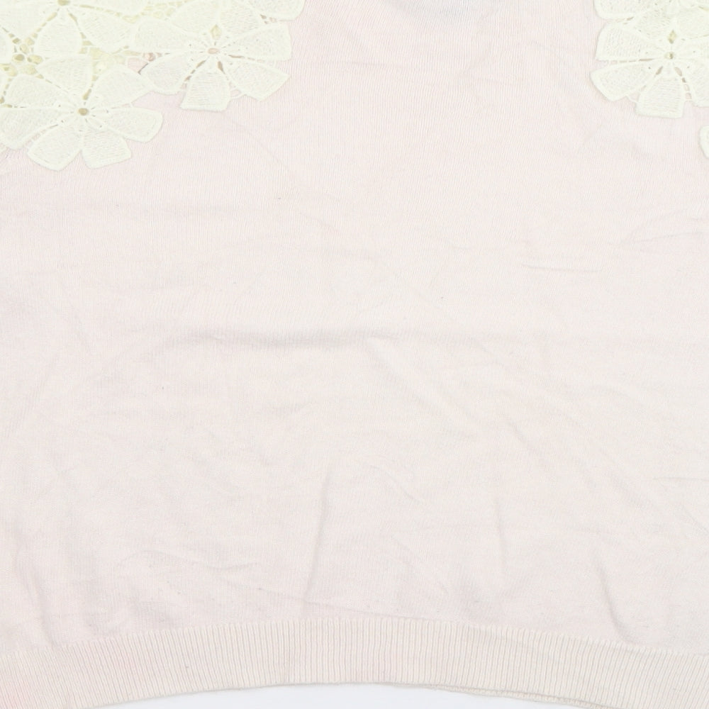 Topshop Womens Pink Crew Neck  Nylon Pullover Jumper Size 10