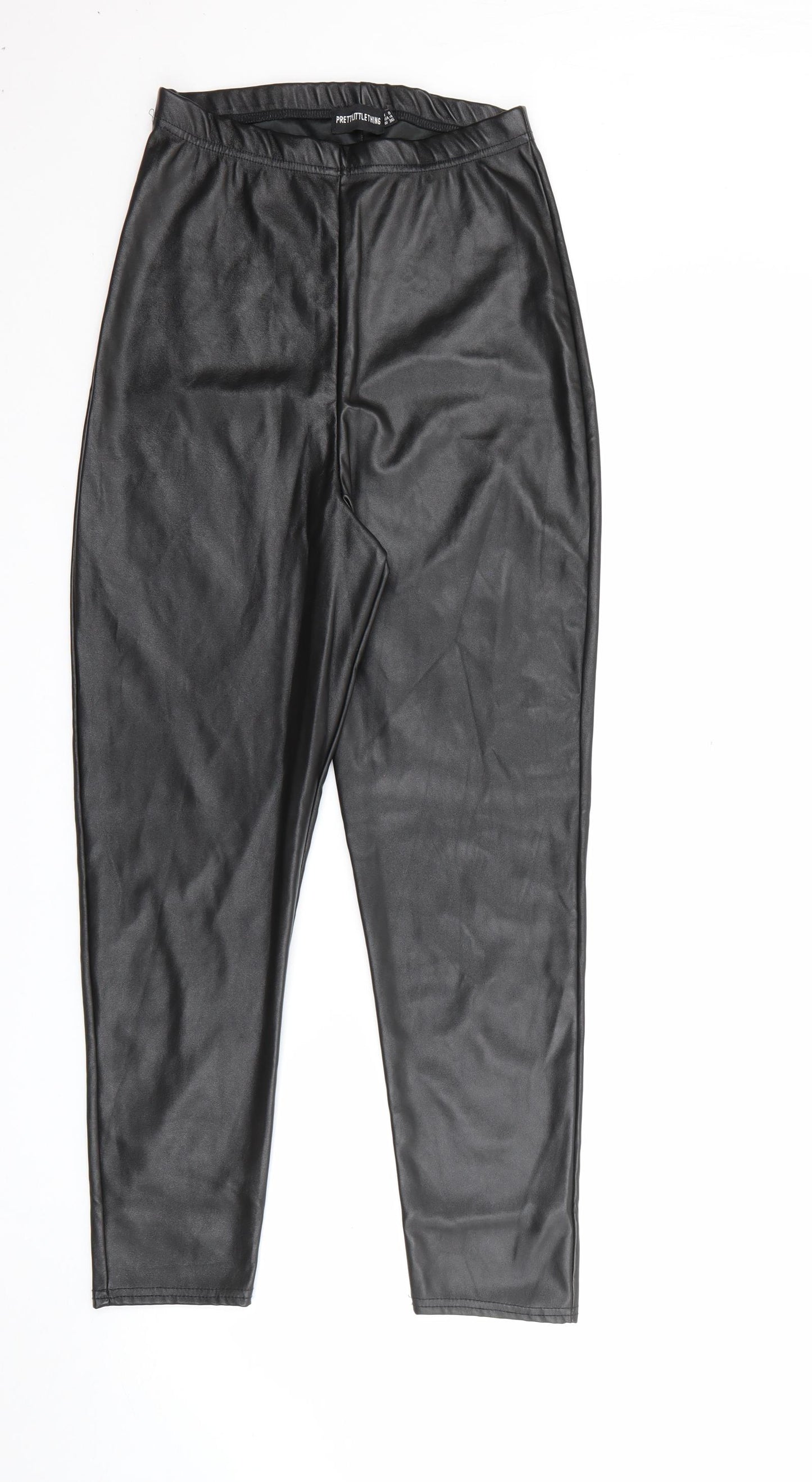 PRETTYLITTLETHING Womens Black  Polyester Pedal Pusher Leggings Size 8 L24 in