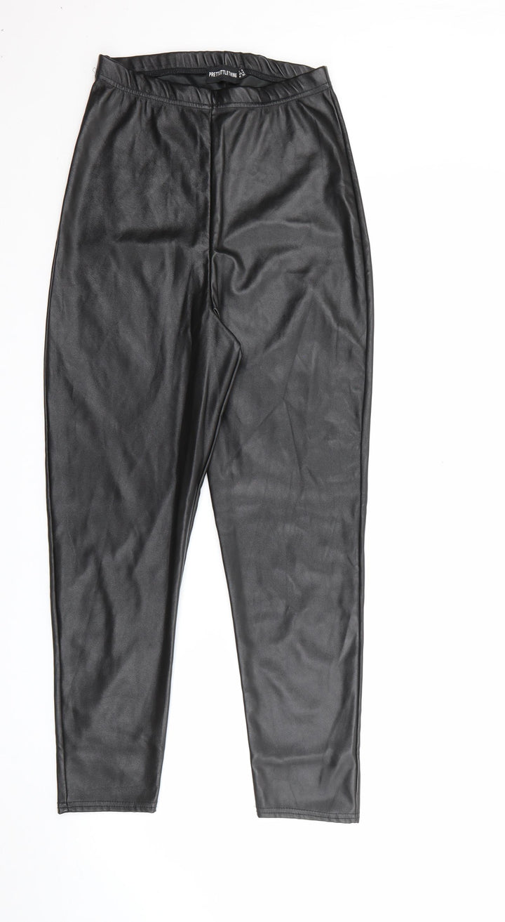 PRETTYLITTLETHING Womens Black  Polyester Pedal Pusher Leggings Size 8 L24 in