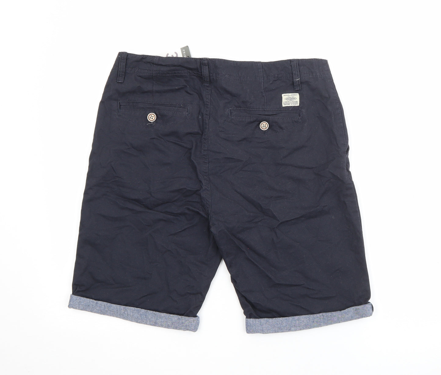 Primark Mens Blue  Cotton Chino Shorts Size 32 in L9 in Regular