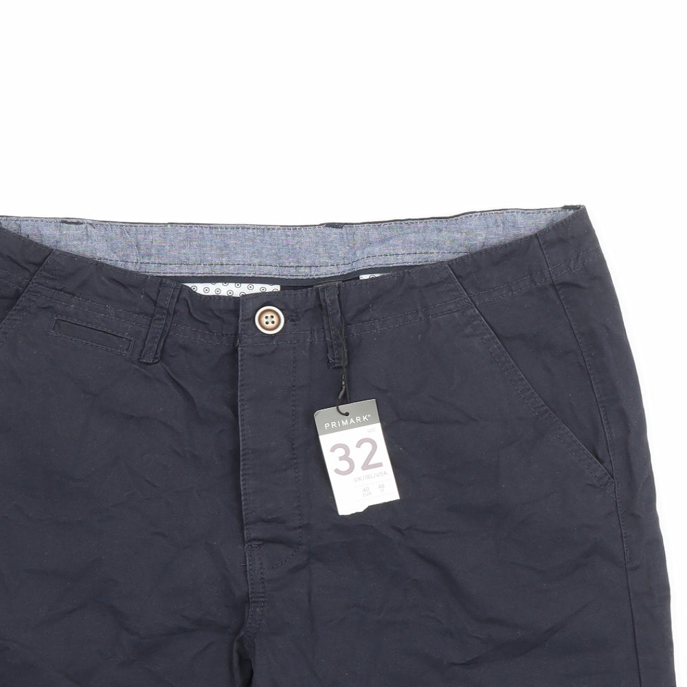 Primark Mens Blue  Cotton Chino Shorts Size 32 in L9 in Regular