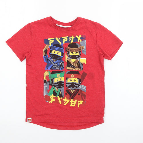 NEXT Boys Red  Cotton Pullover T-Shirt Size 4 Years Crew Neck  - Lego
