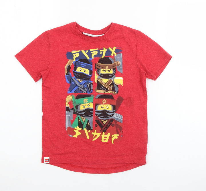 NEXT Boys Red Cotton Pullover T-Shirt Size 4 Years Crew Neck - Lego