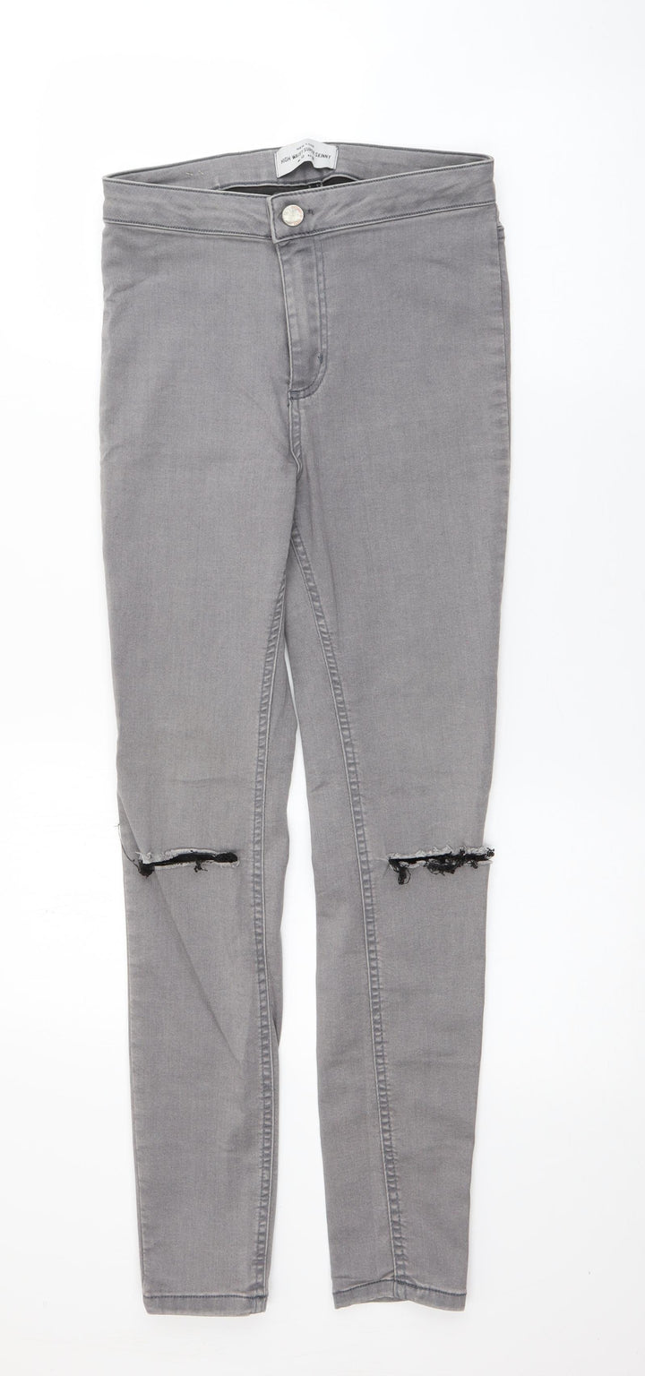 New Look Womens Grey Cotton Skinny Jeans Size 10 L27 in Regular