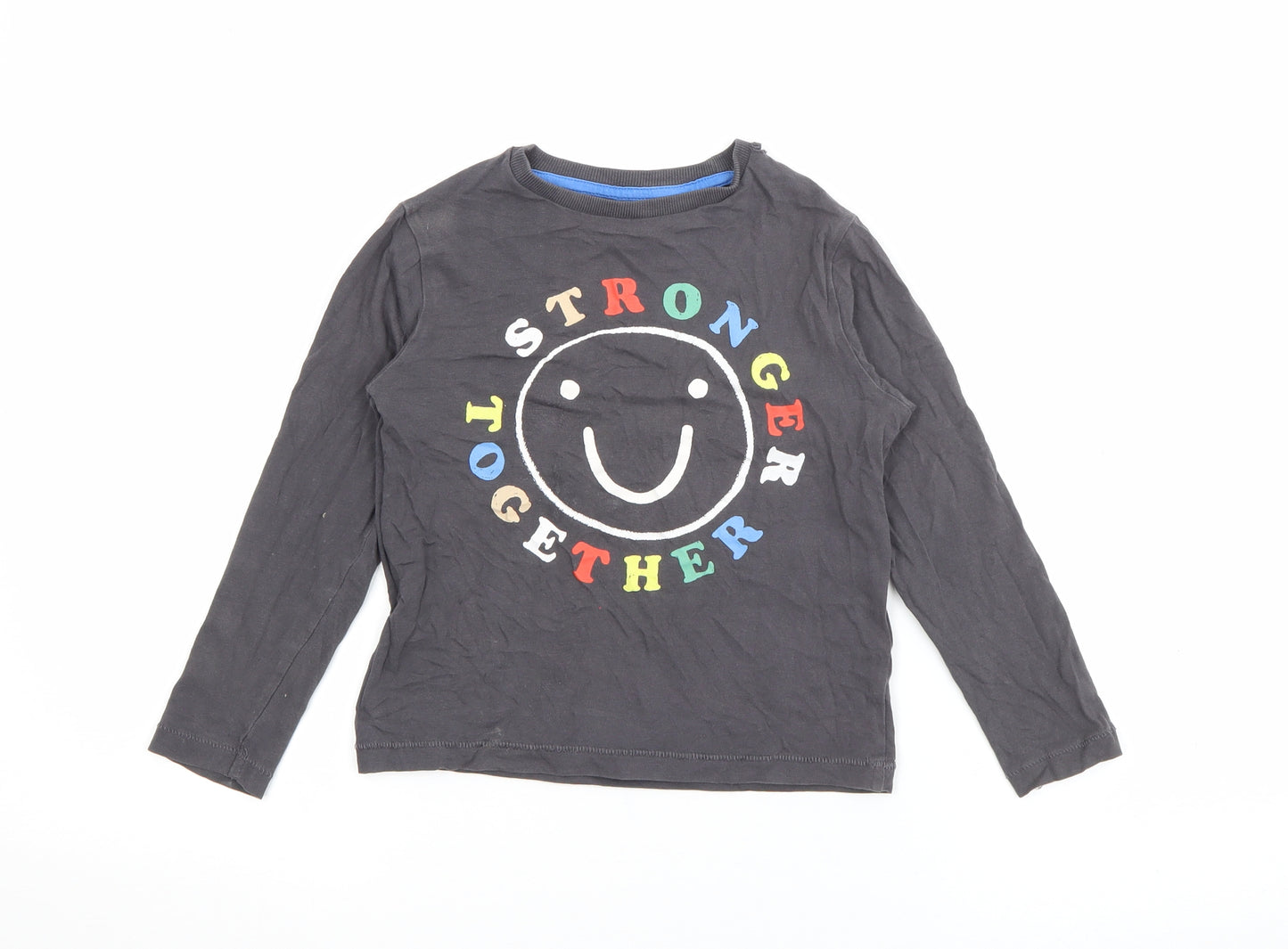 Marks and Spencer Boys Grey  Cotton Pullover T-Shirt Size 4-5 Years Crew Neck