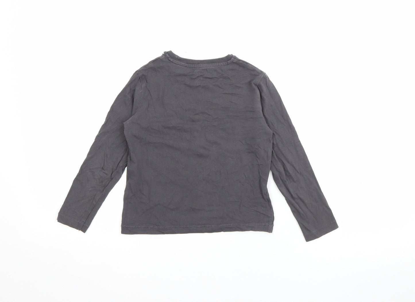 Marks and Spencer Boys Grey  Cotton Pullover T-Shirt Size 4-5 Years Crew Neck