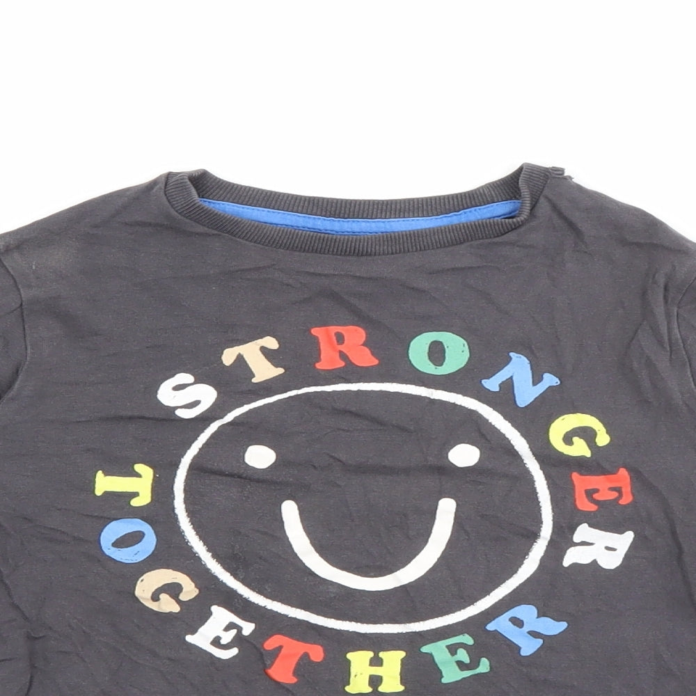 Marks and Spencer Boys Grey  Cotton Pullover T-Shirt Size 4-5 Years Crew Neck