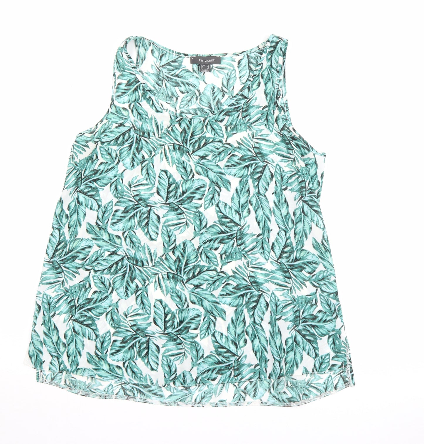 Primark Womens Green Floral Polyester Camisole Tank Size 12 Scoop Neck