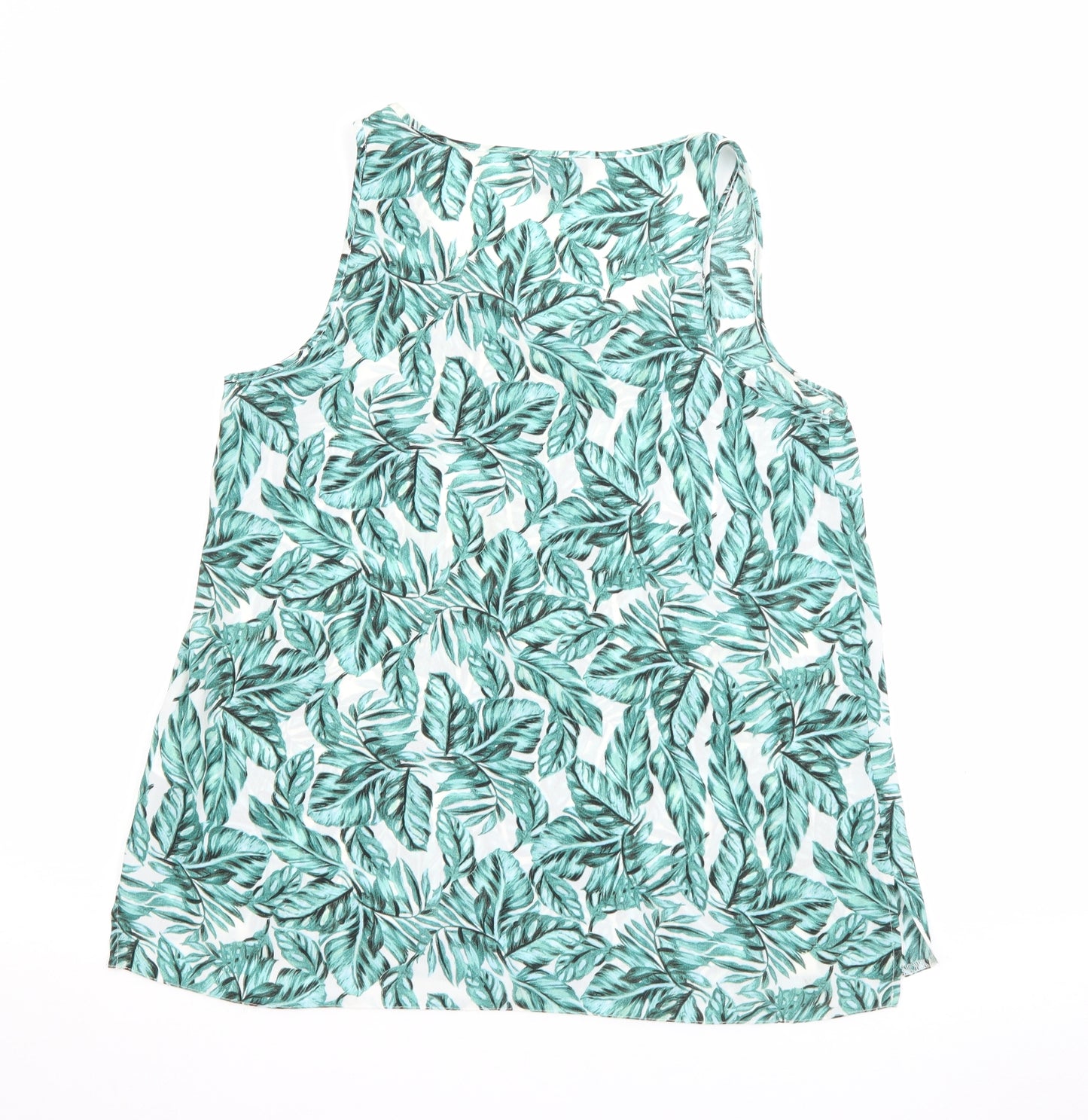 Primark Womens Green Floral Polyester Camisole Tank Size 12 Scoop Neck