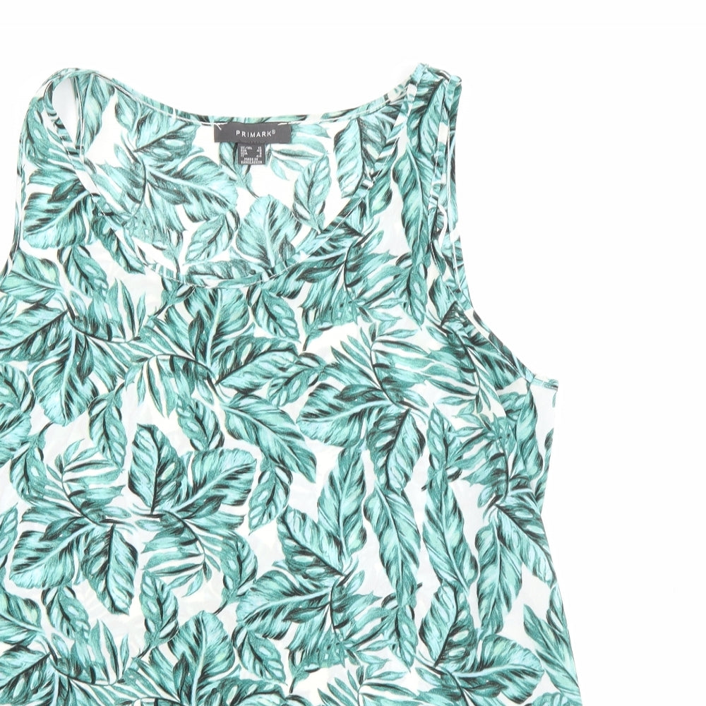 Primark Womens Green Floral Polyester Camisole Tank Size 12 Scoop Neck