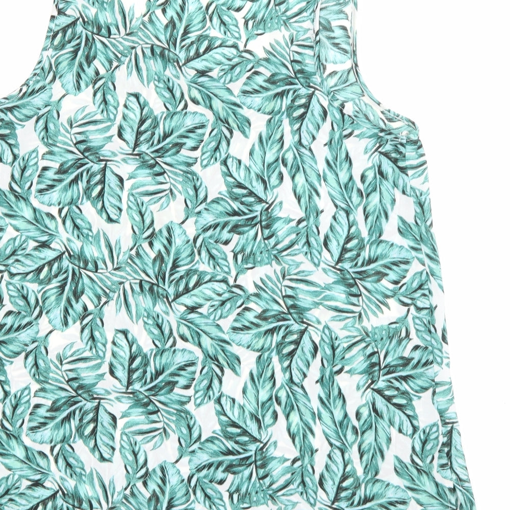 Primark Womens Green Floral Polyester Camisole Tank Size 12 Scoop Neck